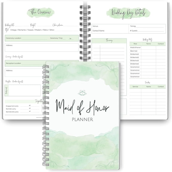 Maid of  Planner - Wedding Planning Organizer for Bridesmaids | Bachelorette & Bridal Shower | Matron of , 120gsm  Paper, Soft Touch Cover | Wedding Checklists &  | A5 ()