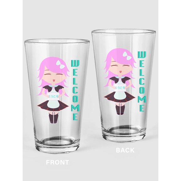 Maid Woman Greeting Pint Glass -SPIdeals Designs, 16 oz Transparent Glass