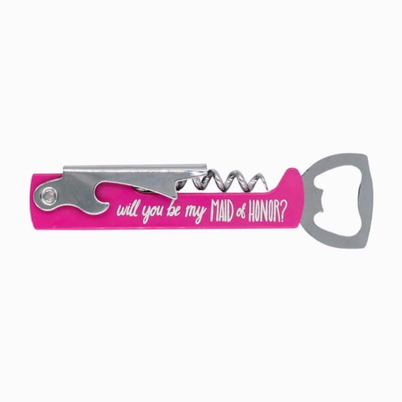 Maid of Honor Bridal Party Corkscrew Bottle Opener Gift