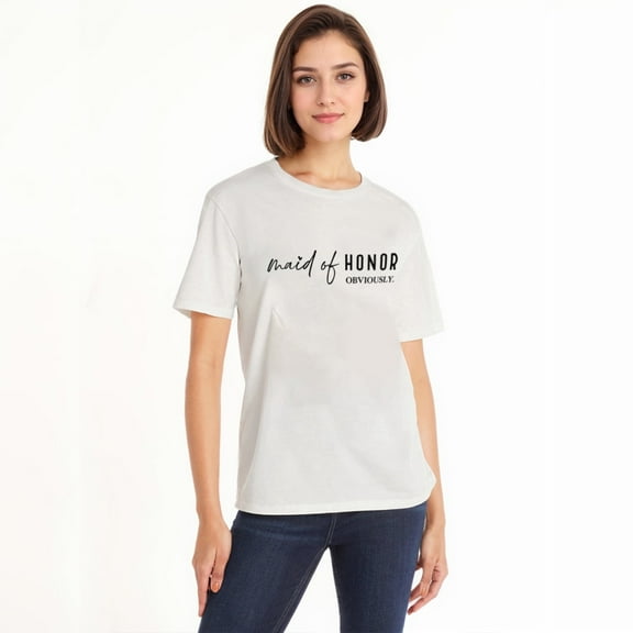Maid of Honor Bridesmaid Graphic Tee for Woman With Short Sleeves