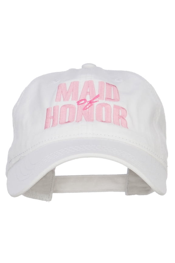 Maid of Honor Embroidered Washed Cap - White OSFM