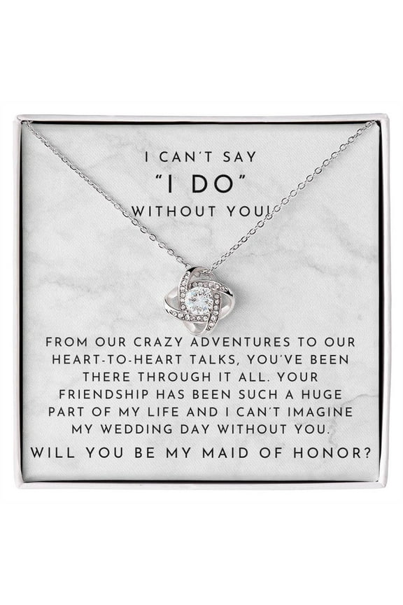 Maid of Honor Proposal Necklace | Timeless Marble Love Knot Necklace Standard Box