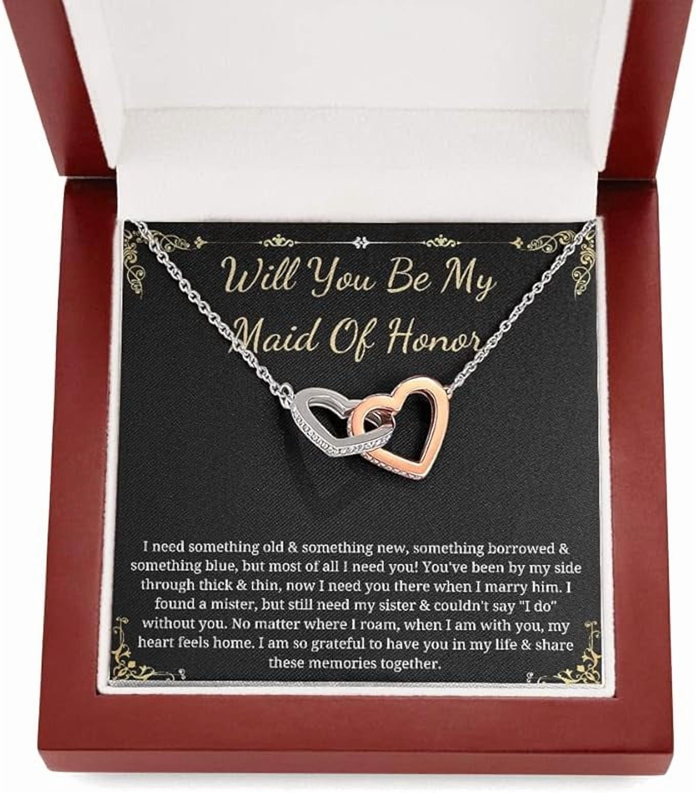 Maid of honor Proposal gift from bride and groom, Interlocking heart