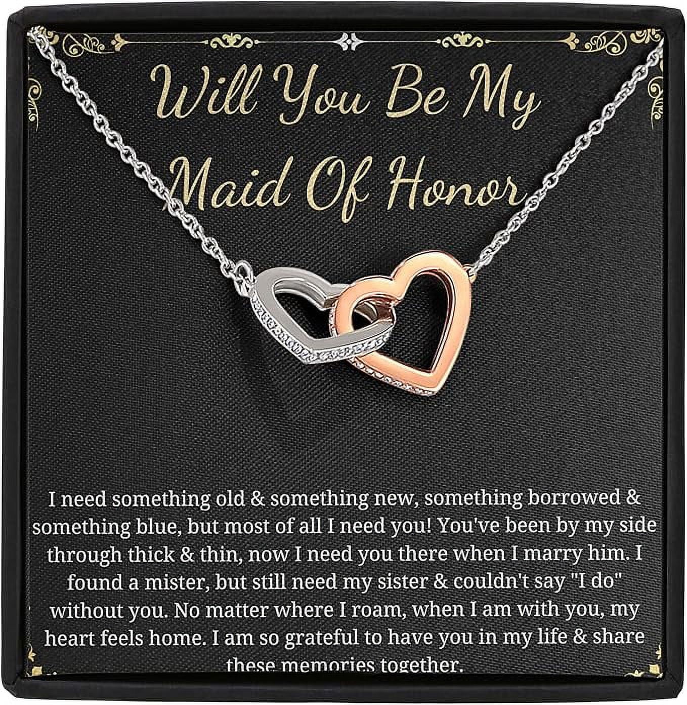 Maid of honor Proposal gift from bride and groom, Interlocking heart