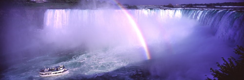 Maid of the Mist with rainbow and Horseshoe Falls Niagara Falls Ontario Canada Canvas Art - Panoramic Images (36 x 12)