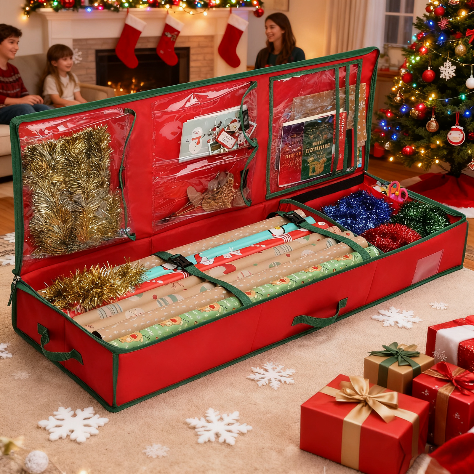 MaidMAX 42'' Gift Wrap Organizer Tote, Christmas Wrap Storage Bag