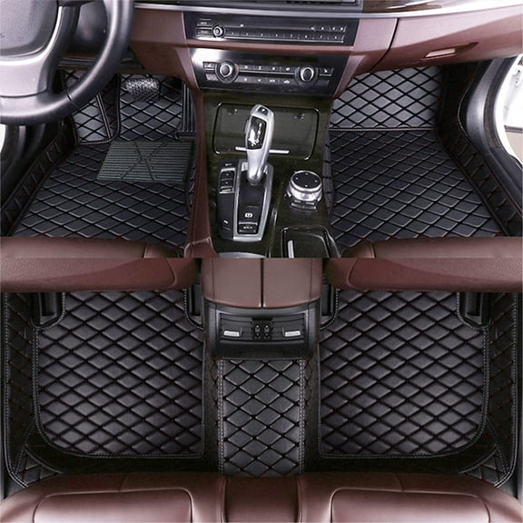 Maidao Automotive Floor Mats Custom Fit for Mercedes-Benz GLK level 08-14 5 Seats Carpet Protection PU Leather Auto Liners All Weather Anti-Slip Black