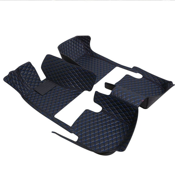 Maidao Automotive Floor Mats Custom Fit for Tesla Model Y 2020-Present 5 Seats PU Leather Auto Liners All Weather Anti-Slip Automotive Floor Mats Black Blue 3pc