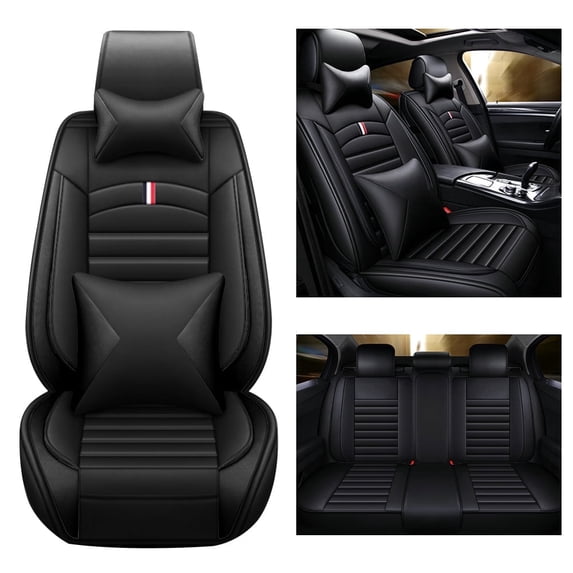 Maidao Car 5-Seat Covers Front & Rear Full Set for Mitsubishi for Eclipse Cross 2018-Present Faux Leather Seat Cushion Protector Waterproof with Pillows Black