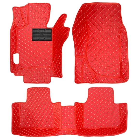 Maidao Car Floor Mats Carpet Compatible with TL 2006-2009 Luxury Leather Waterproof Non-Slip Full Coverage Floor Liner Full Set Red