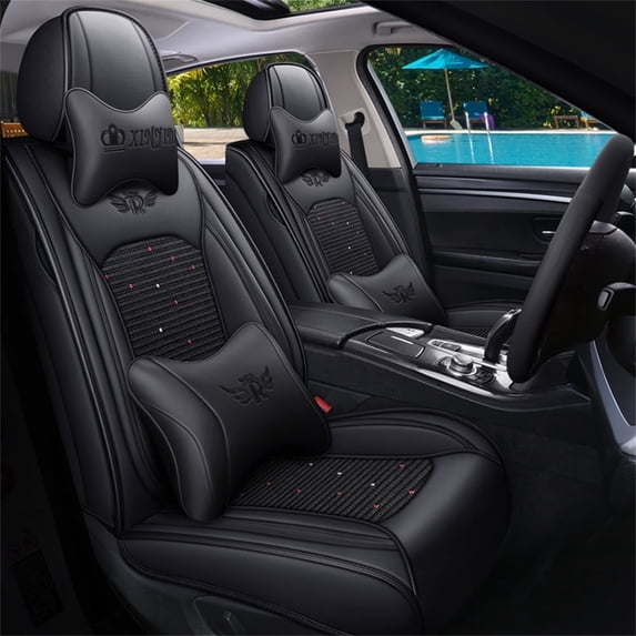 Maidao Car Seat Covers Full Set for Buick for Verano 2011-Present 5 Seats Leather Compatible Airbag Water Resistant Front Rear Cushion Protector Black