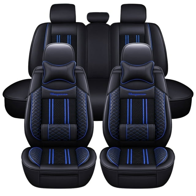Maidao Car Seat Covers Full Set for Chevrolet for Bolt 2017-Present Leather Compatible Airbag Waterproof Soft Front Rear Cushion Protector with Headrest and Pillow