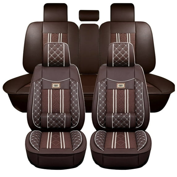 Maidao Car Seat Covers Full Set for FIAT for Palio/Weekend 1996-2016 5 Seats Premium Leather Compatible Airbag Water Resistant Front Rear Cushion Protector Coffe