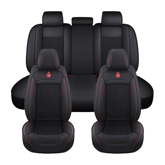 Maidao Car Seat Covers Full Set Leather for Audi for A3 2004-Present 5 Seats Water Resistant Front Rear Cushion Protector Black