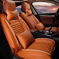 Maidao Car Seat Covers Full Set Leather for Chevrolet for impala 2006-Present 5 Seats Water Resistant Front Rear Cushion Protector Cayenne yellow