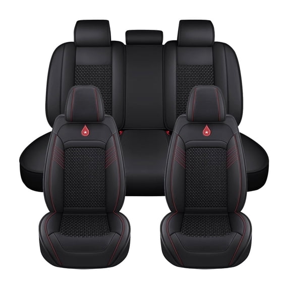 Maidao Car Seat Covers Full Set Leather for FIAT for Linea 2007-2018 5 Seats Water Resistant Front Rear Cushion Protector Black
