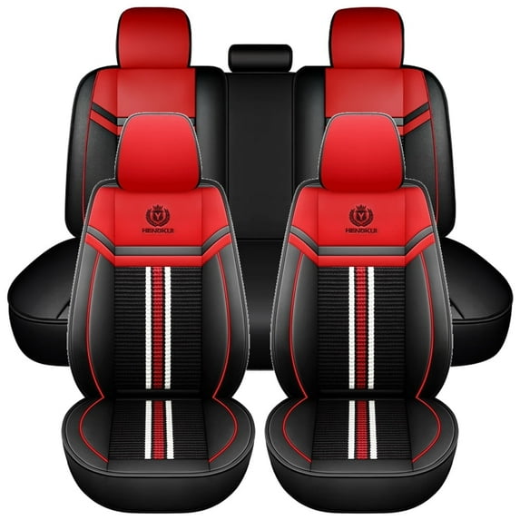 Maidao Car Seat Covers Full Set Leather for Infiniti for Q40/Q60(QX4) 1999-2007 5 Seats Water Resistant Front Rear Cushion Protector Red