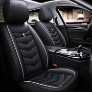 Maidao Car Seat Covers Full Set Leather for Kia for Forte 2019-Present 5 Seats Water Resistant Front Rear Cushion Protector Black and White