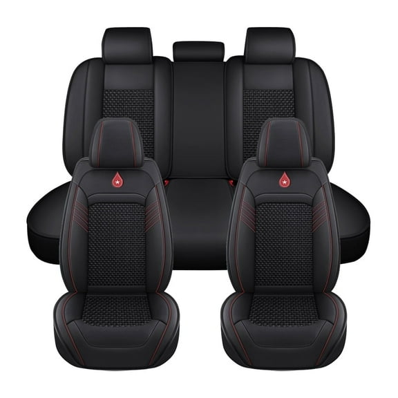 Maidao Car Seat Covers Full Set Leather for MINI for Cooper Clubman 2007-2014 5 Seats Water Resistant Front Rear Cushion Protector Black