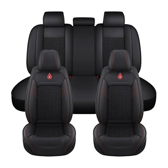 Maidao Car Seat Covers Full Set Leather for Opel for Astra 1992-1998 5 Seats Water Resistant Front Rear Cushion Protector Black
