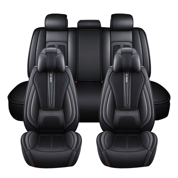 Maidao Car Seat Covers Full Set Leather for Porsche for Macan 2014-Present 5 Seats Water Resistant Front Rear Cushion Protector with Headrest Black