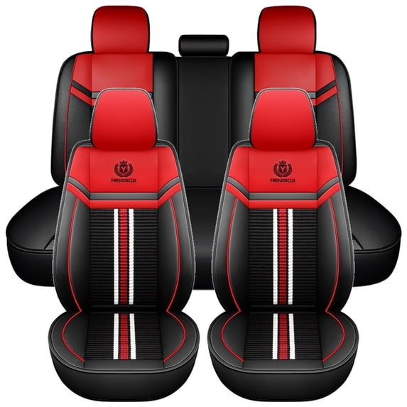 Maidao Car Seat Covers Full Set Leather for Volkswagen for Touareg 2002-2011 5 Seats Water Resistant Front Rear Cushion Protector Red