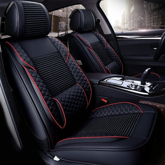 Maidao Car Seat Covers Full Set for Mercedes-Benz for A45 2018-2024 5 Seats Compatible Airbag Waterproof Premium Leather Front and Back Seat Protectors Black