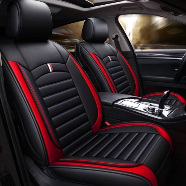 Maidao Car Seat Covers Full Set for Mercedes-Benz for CLC 2000-2014 5 Seats Leather Compatible Airbag Water Resistant Front Rear Cushion Protector Black and Red