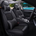 thumbnail image 1 of Maidao Car Seat Covers Full Set for SEAT for Leon e-Hybrid 2018-Present 5 Seats Leather Compatible Airbag Water Resistant Front Rear Cushion Protector Black, 1 of 7