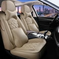 thumbnail image 1 of Maidao Car Seat Covers Full Set for Skoda for Roomster/Praktik 2006-2015 5 Seats Waterproof Premium Leather Front and Back Seat Protectors with Pillow Beige, 1 of 9