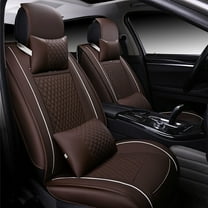 Maidao Car Seat Covers Full Set for Volkswagen for Phaeton 2003-2016 5 Seats Compatible Airbag Waterproof Premium Leather Front and Back Seat Protectors with Pillow Coffee