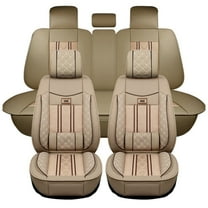 Maidao Car Seat Covers Full Set for Volvo for S60 2001-2018 5 Seats Compatible Airbag Waterproof Premium Leather Front and Back Seat Protectors with Headrest Beige