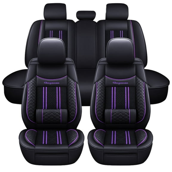 Maidao Car Seat Covers Full Set for buick for Encore/Mokka 2012-Present 5 Seats Waterproof Premium Leather Front and Back Seat Protectors Black and Purple