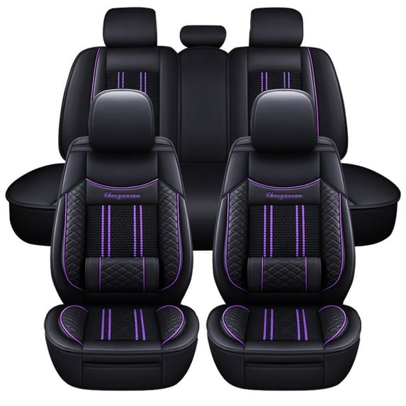 Maidao Car Seat Covers Full Set for BMW for M2 2016-Present 5 Seats Waterproof Premium Leather Front and Back Seat Protectors Black and Purple