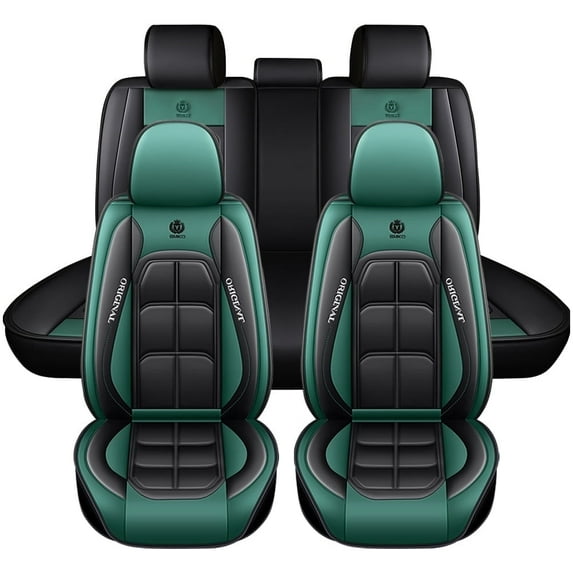 Maidao Car Seat Covers Full Set for Peugeot for 4008 2012-2017 Compatible Airbag Waterproof Premium Leather Front and Back Seat Protectors Green