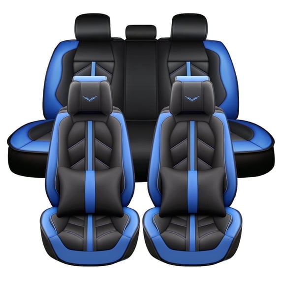 Maidao Car Seat Covers Full Set for Volkswagen for Touareg 2002-2011 5 Seats Compatible Airbag Water Resistant Front Rear Cushion Protector Blue