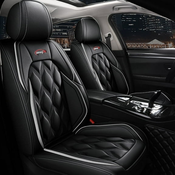 Maidao Car Seat Covers Full Set for toyota for Highlander 2001-2013 5 Seats Waterproof Premium Leather Front and Back Seat Protectors Black and Gray