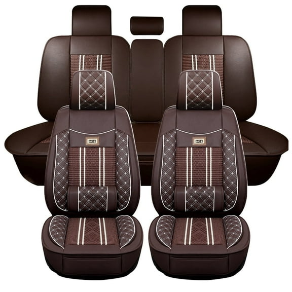 Maidao Car Seat Covers Full Set for toyota for Land_Cruiser 1999-Present 5 Seats Premium Leather Compatible Airbag Water Resistant Front Rear Cushion Protector Coffe