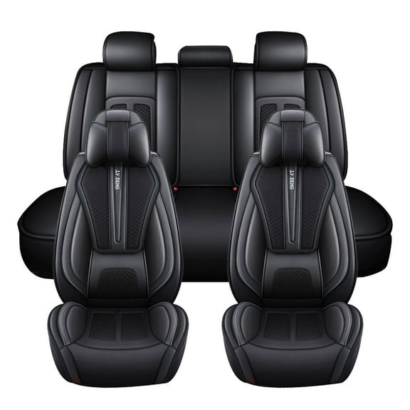 Maidao Car Seat Covers for Hyundai for Accent/Brio/Solaris/i25/Avega/ 2006-Present 5 Seats Leather Waterproof Front Rear Cushion Protector Full Set with Pillow Black