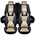 thumbnail image 1 of Maidao Car Seat Covers Leather Full Set for Chevrolet for blazer 2019-Present Waterproof Soft Front Rear Cushion Protector with Headrest and Pillow Black and Beige, 1 of 7