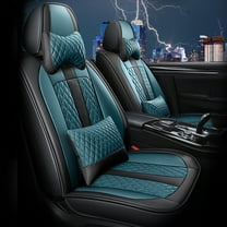 Maidao Car Seat Covers Leather Full Set for FIAT for Linea 2007-2018 5 Seats Waterproof Soft Front Rear Cushion Protector with Headrest Black and Blue