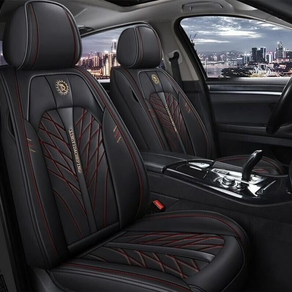 Maidao Car Seat Covers Leather Full Set for Mercedes-Benz for CLS55AMG 2006-Present 5 Seats Airbag Compatible Water Resistant Front Rear Cushion Protector Black and Red