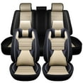 thumbnail image 1 of Maidao Car Seat Covers Leather Full Set for Mitsubishi for Eclipse Cross 2018-Present Waterproof Soft Front Rear Cushion Protector with Headrest and Pillow Black and Beige, 1 of 7