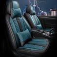 thumbnail image 1 of Maidao Car Seat Covers Leather Full Set for Volkswagen for Eos 1997-Present 5 Seats Waterproof Soft Front Rear Cushion Protector with Headrest Black and Blue, 1 of 8