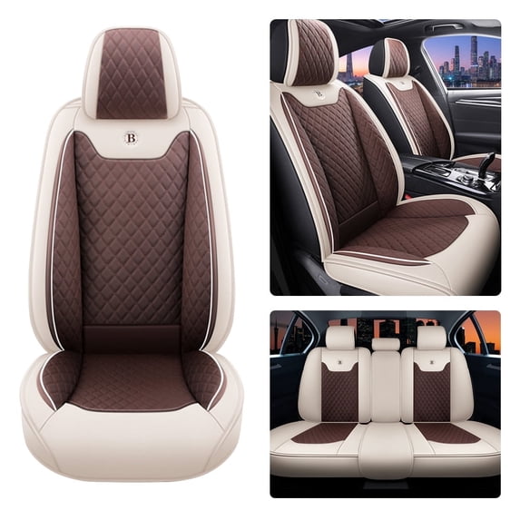 Maidao Car Seat Covers Leather Full Set for Volvo for XC60 2009-2017 5 Seats Compatible Airbag Water Resistant Front Rear Cushion Protector Black and Coffee