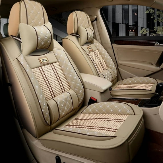 Maidao Car Seat Covers Leather Full Set for Cadillac for CT5 2020-Present Waterproof Soft Front Rear Cushion Protector