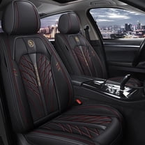 Maidao Car Seat Covers Leather Full Set for Chevrolet for Avalanche 2001-2013 5 Seats Waterproof Soft Front Rear Cushion Protector Black and Red