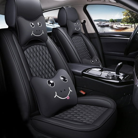Maidao Car Seat Covers Leather Full Set for Genesis for G70 2017-Present Compatible Airbag Water Resistant Front Rear Cushion Protector