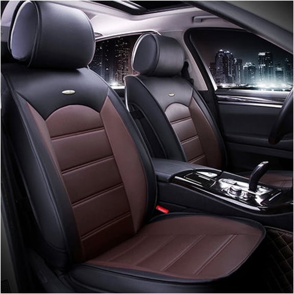 Maidao Car Seat Covers Leather Full Set for Genesis for G80 2016-2020 5 Seats Waterproof Front Rear Cushion Protector Black and Coffee