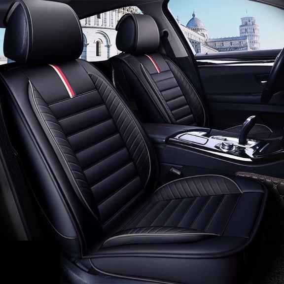 Maidao Car Seat Covers Leather Full Set for Jaguar for XE 2015-Present 5 Seats Waterproof Soft Front Rear Cushion Protector Black